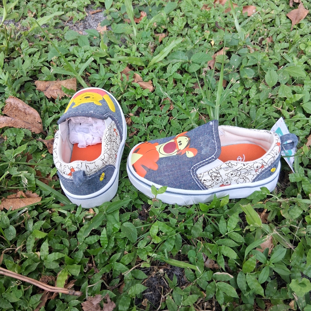 Disney Kids' Denim Slip-On Sneakers with Winnie the Pooh and Tigger - Picture 2 of 6